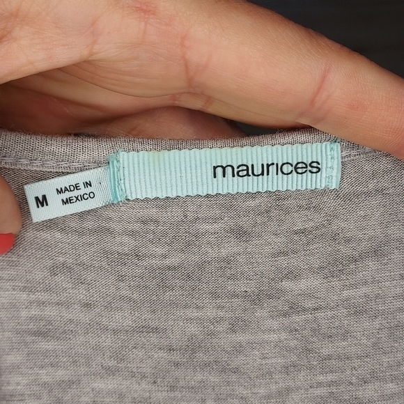 Maurices graphic tee metallic elephant print gray heather mauve blue white M - Picture 7 of 7